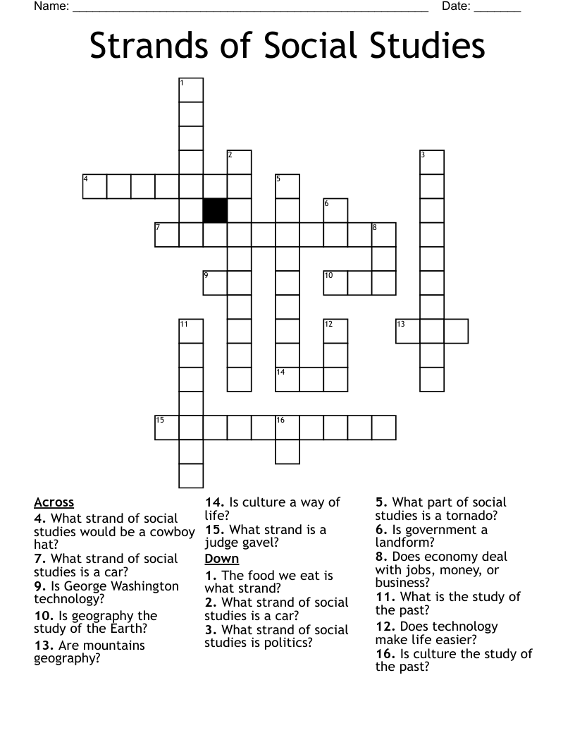 Strands of Social Studies Crossword