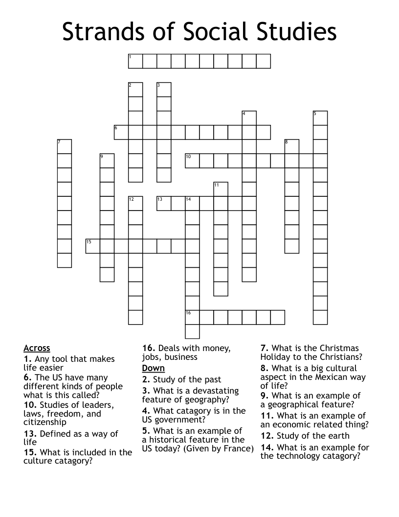 Strands of Social Studies  Crossword