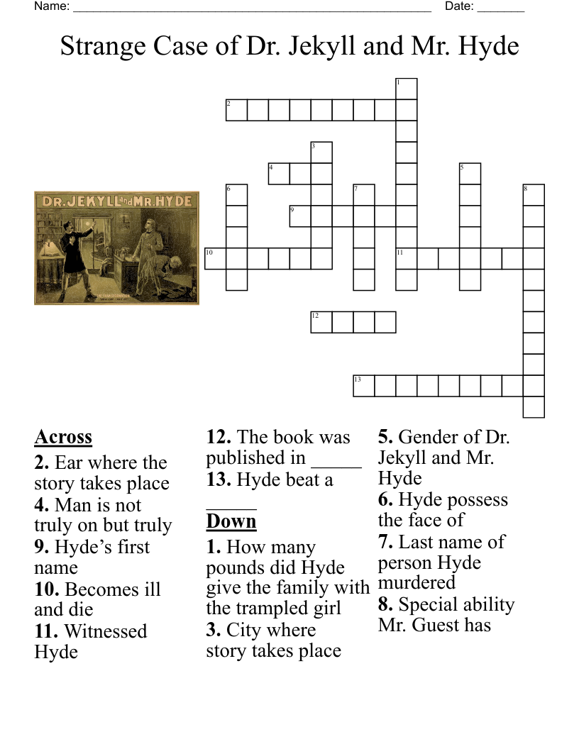 Strange Case of Dr. Jekyll and Mr. Hyde Crossword