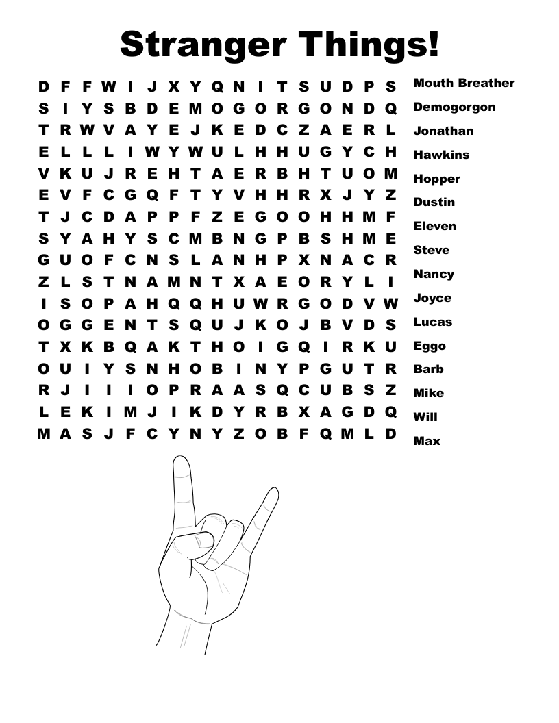 Stranger Things! Word Search