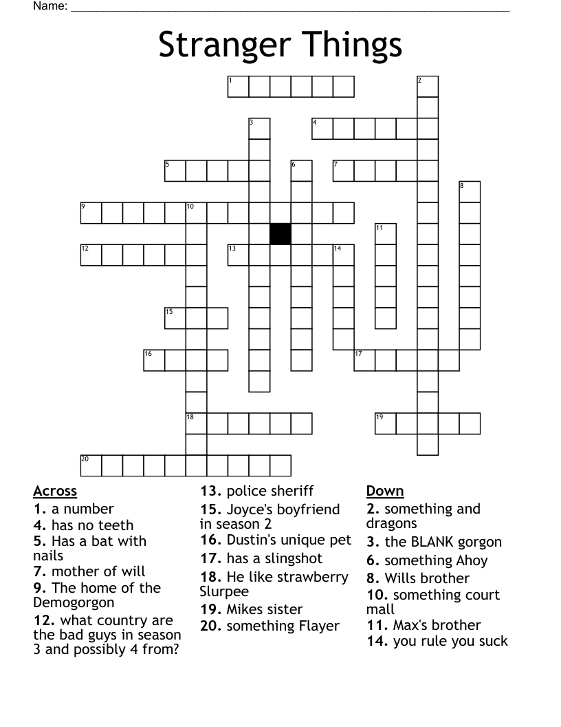 Stranger Things  Crossword