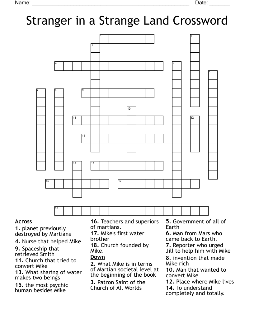 Stranger in a Strange Land Crossword