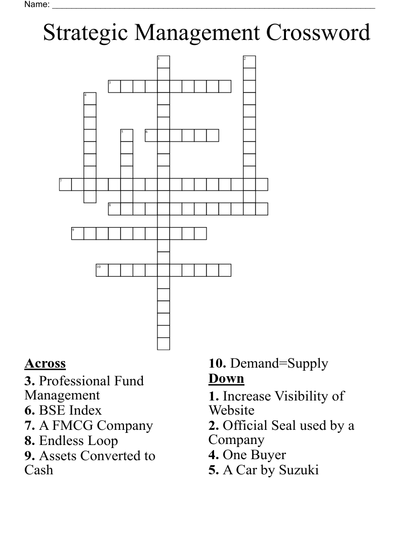 Strategic Management Crossword