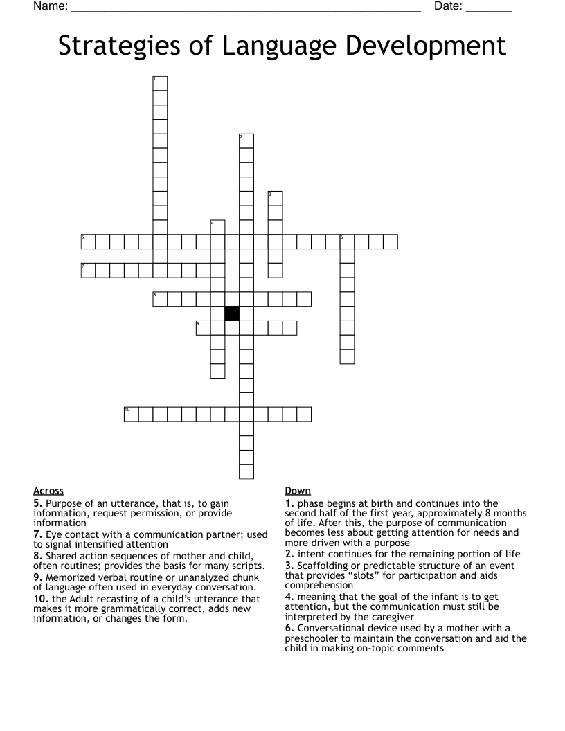 Strategies of Language Development Crossword