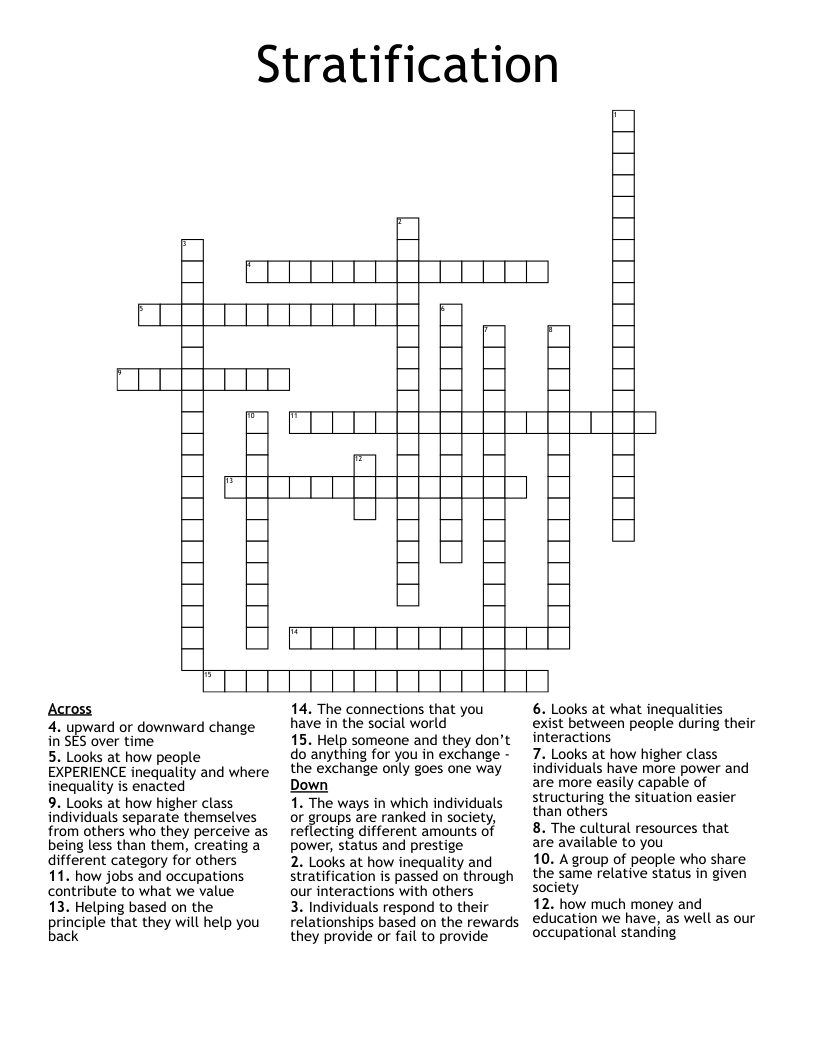 Stratification Crossword