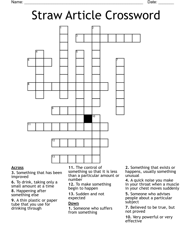 Straw Article Crossword