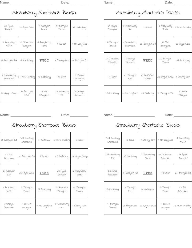 Strawberry Shortcake: BINGO