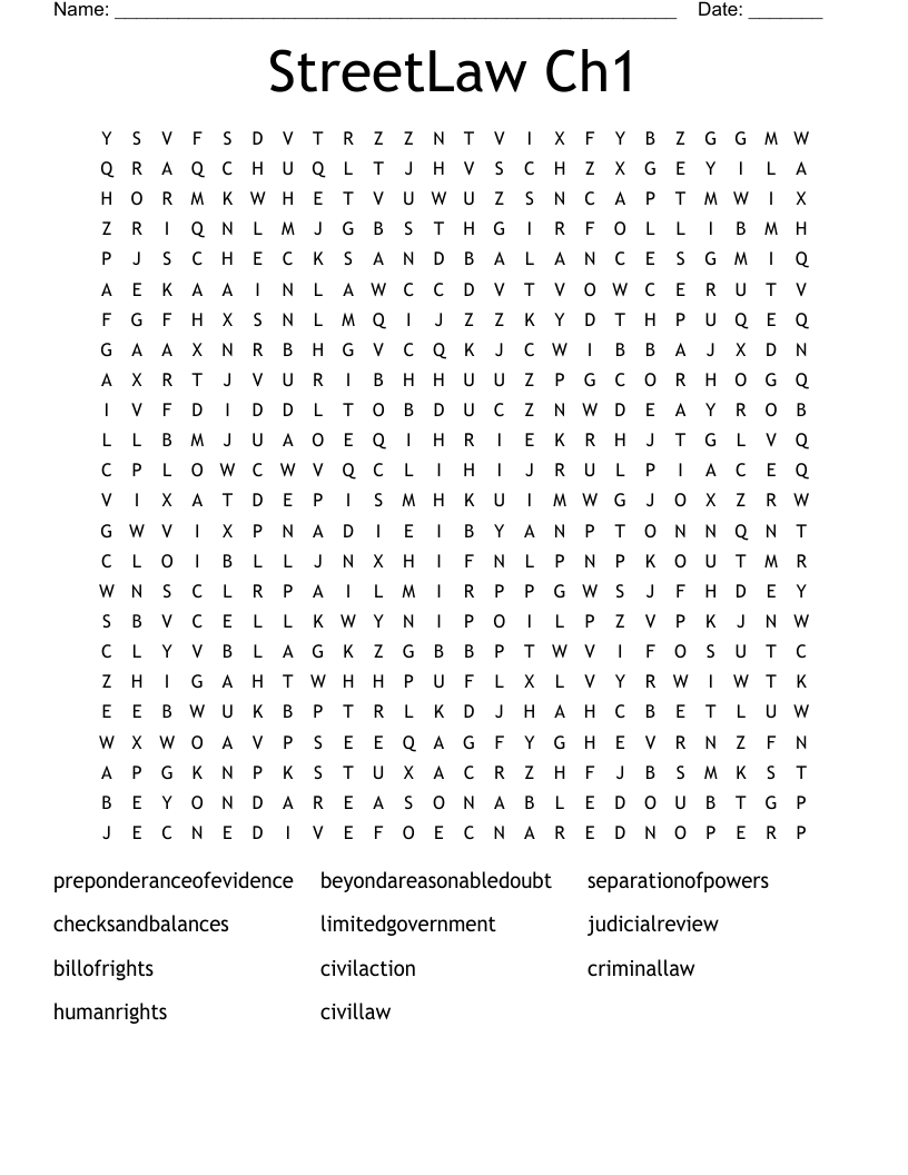 StreetLaw Ch1 Word Search