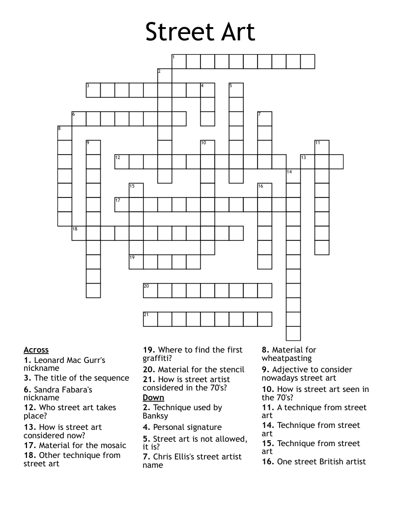 Street Art  Crossword