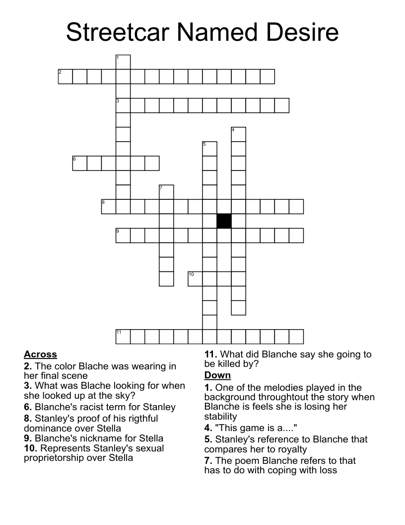Streetcar Named Desire Crossword