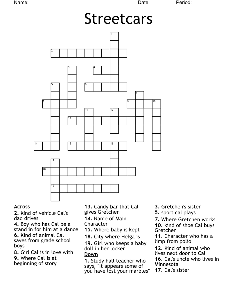 Streetcars Crossword