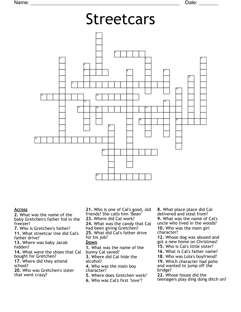 Streetcars Crossword