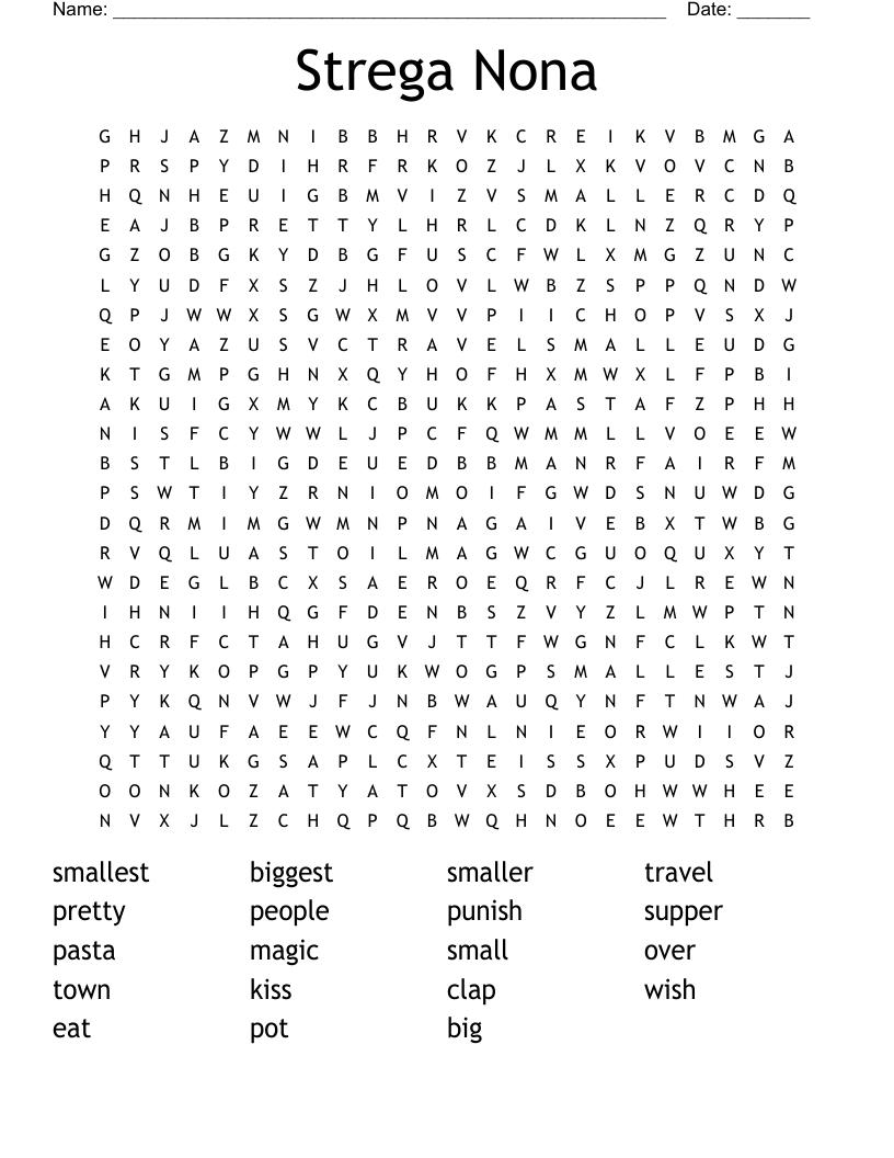 Strega Nona Word Search