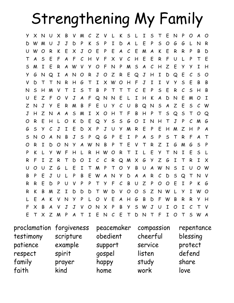 Strengthening My Family Word Search