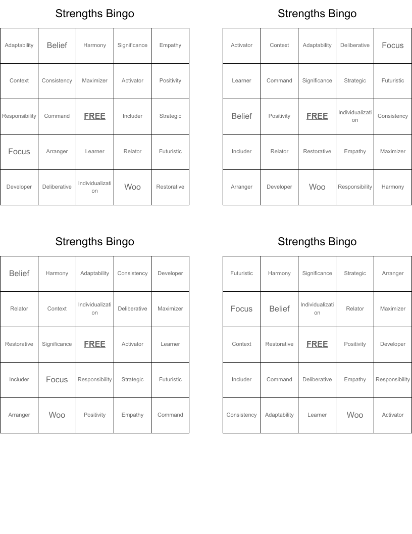 Strengths Bingo 