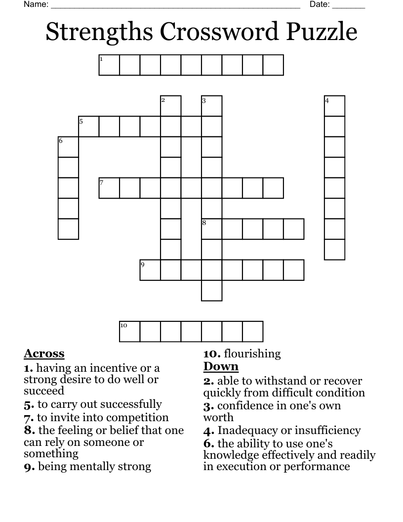 Strengths Crossword Puzzle