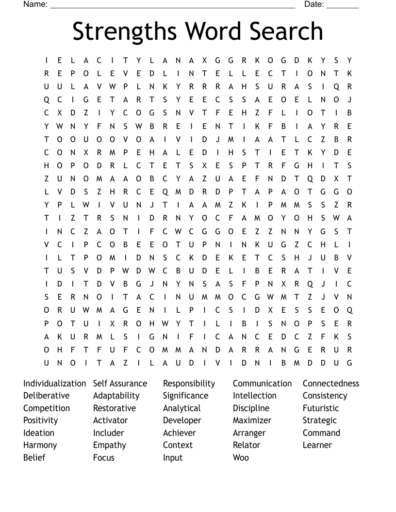 Strengths Word Search 