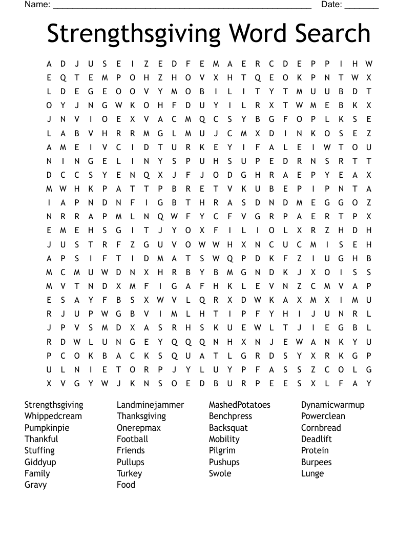 Strengthsgiving Word Search 