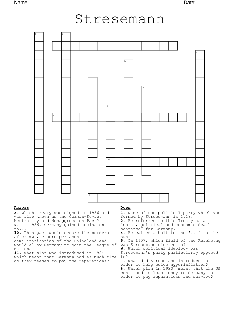 Stresemann Crossword