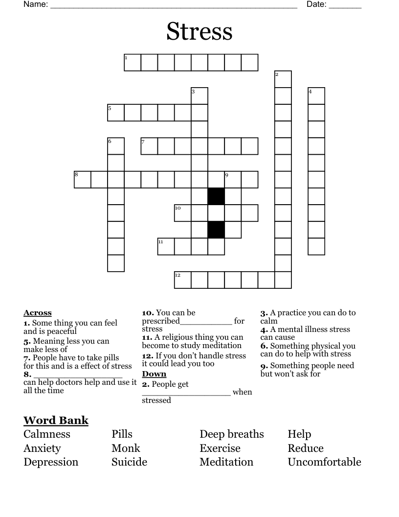 Stress Crossword