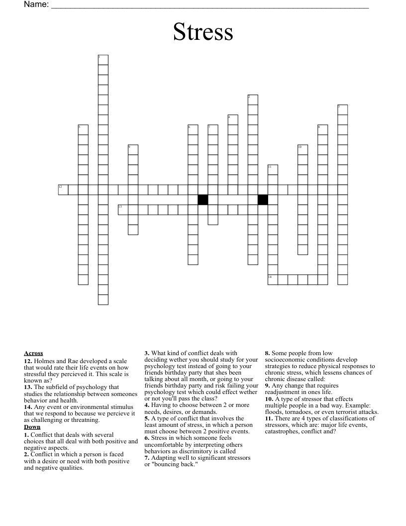 Stress Crossword