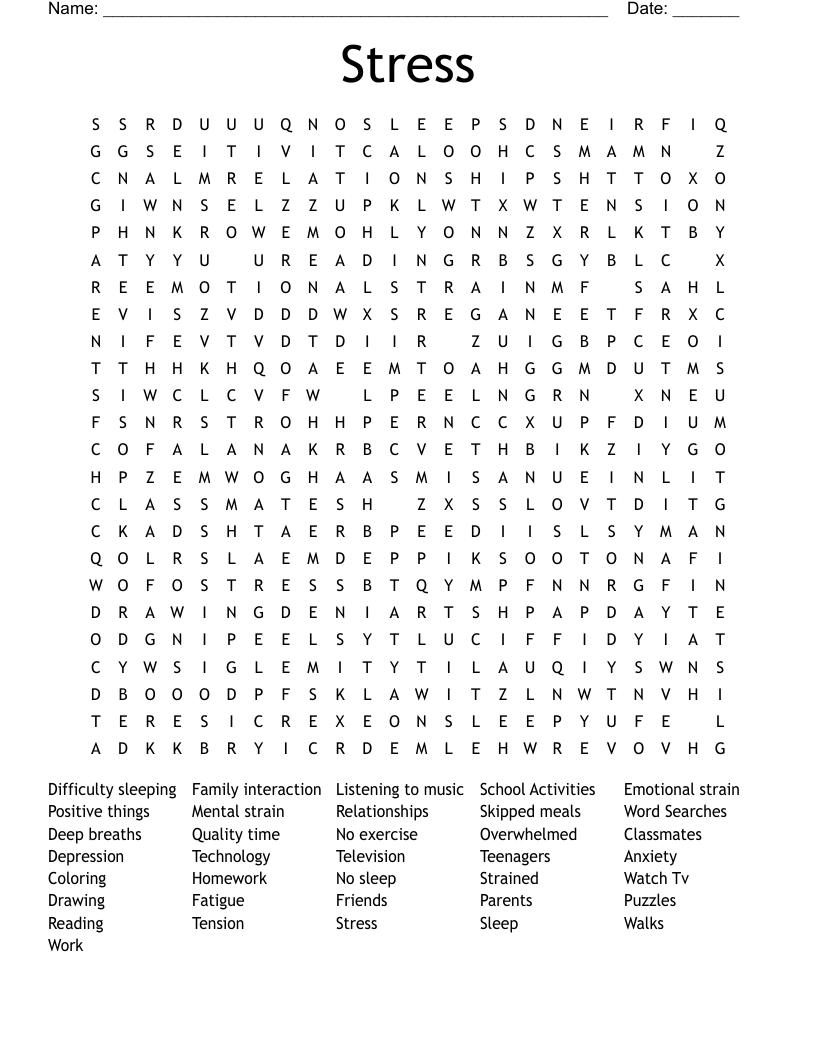 Stress Word Search