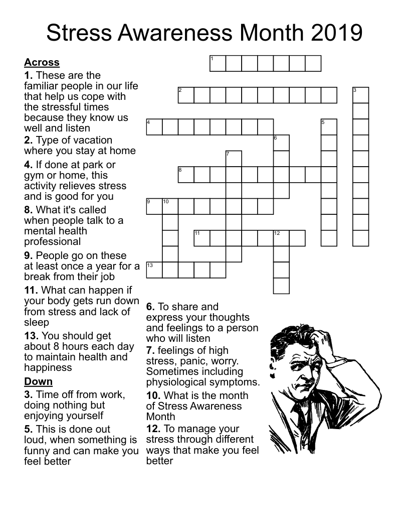 Stress Awareness Month 2019  Crossword