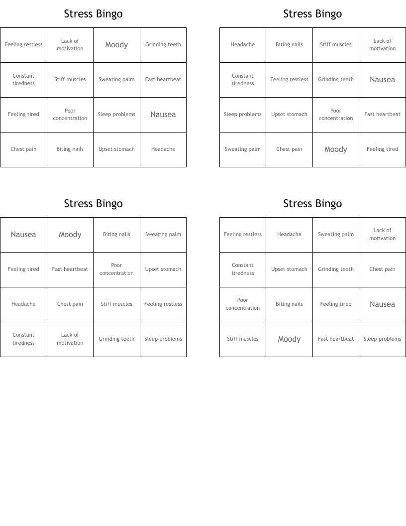 Stress Bingo