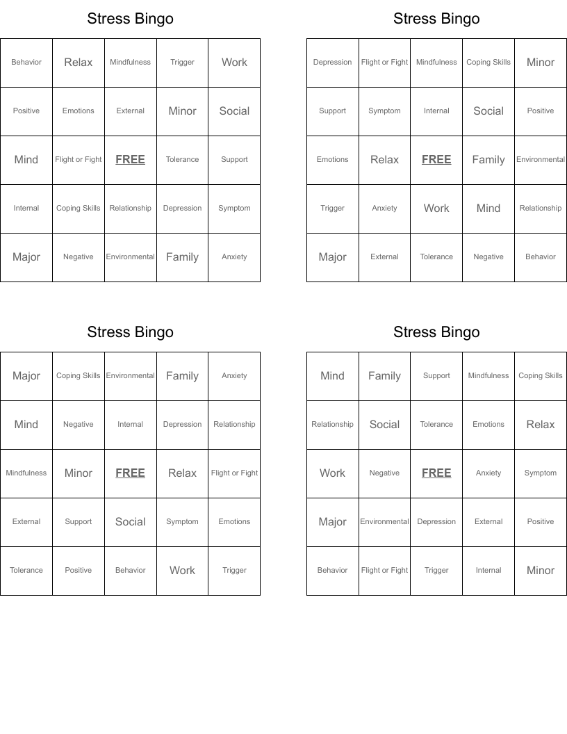Stress Bingo