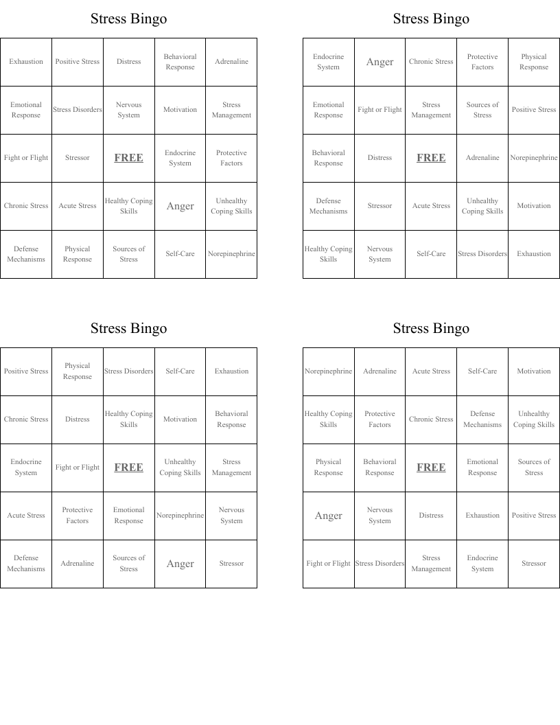 Stress Bingo