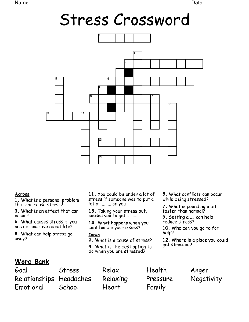 Stress Crossword