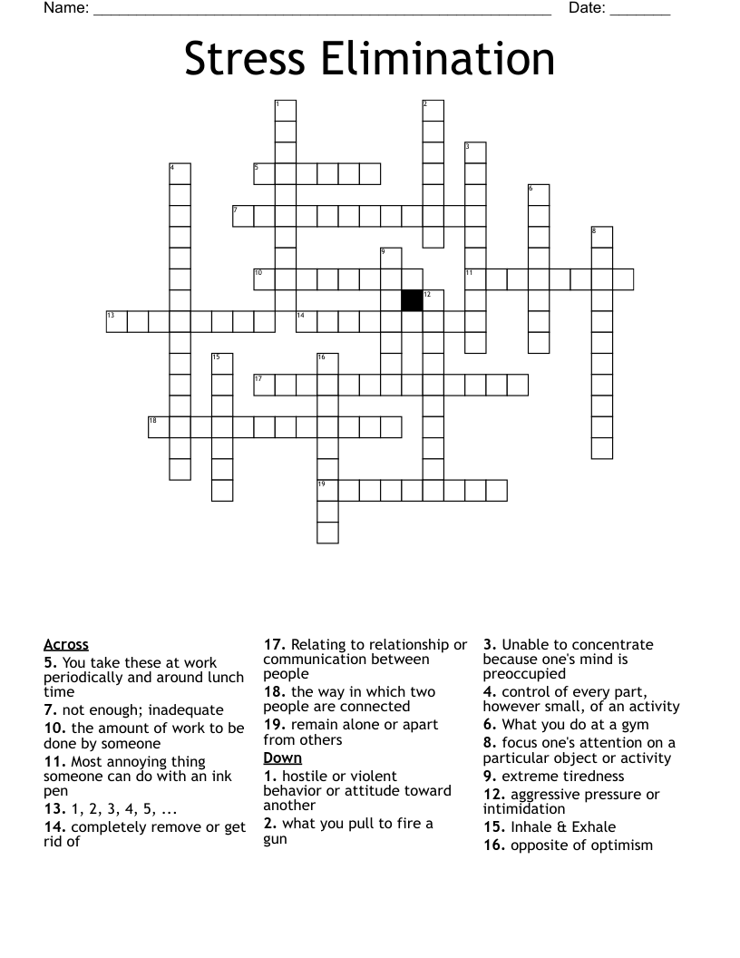 Stress Elimination Crossword