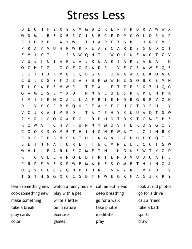 Stress Less Word Search