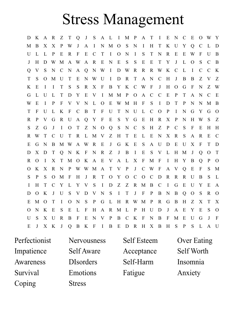 Stress Management Word Search