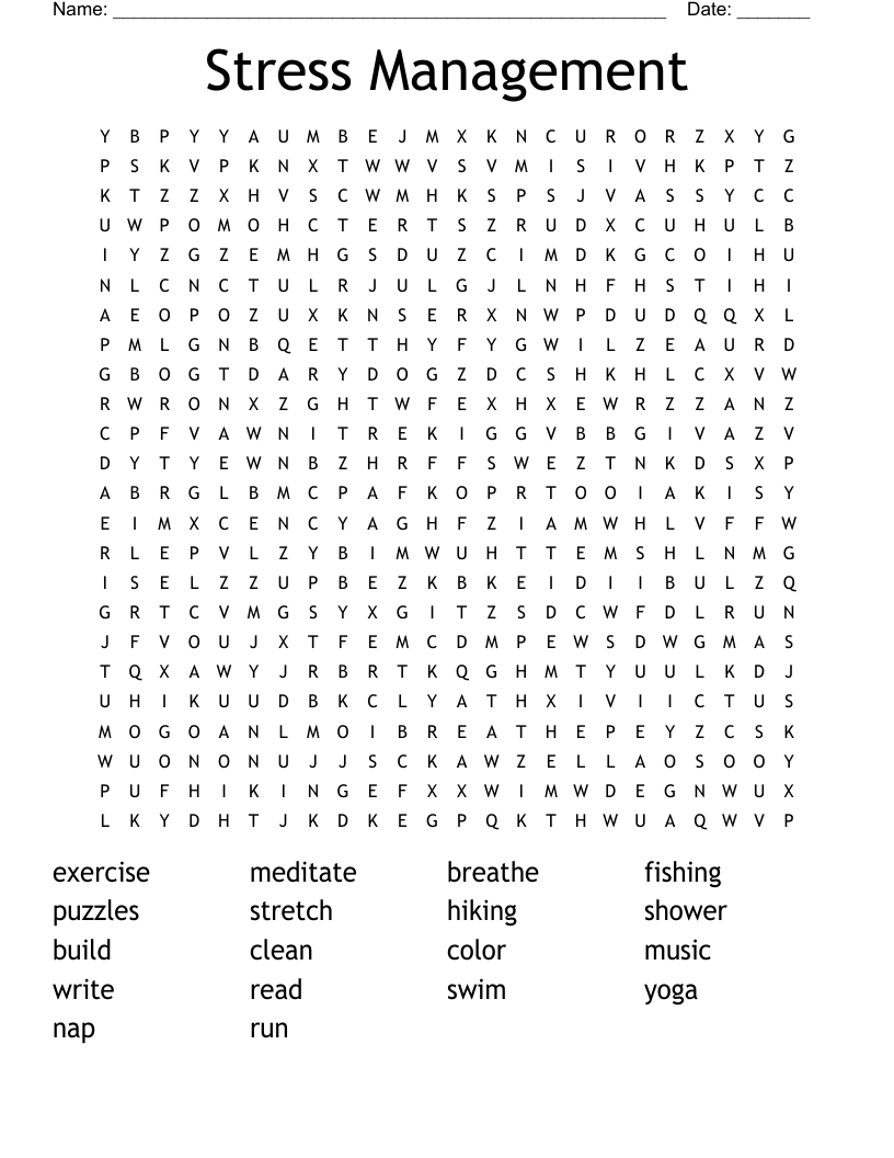 Stress Management Word Search