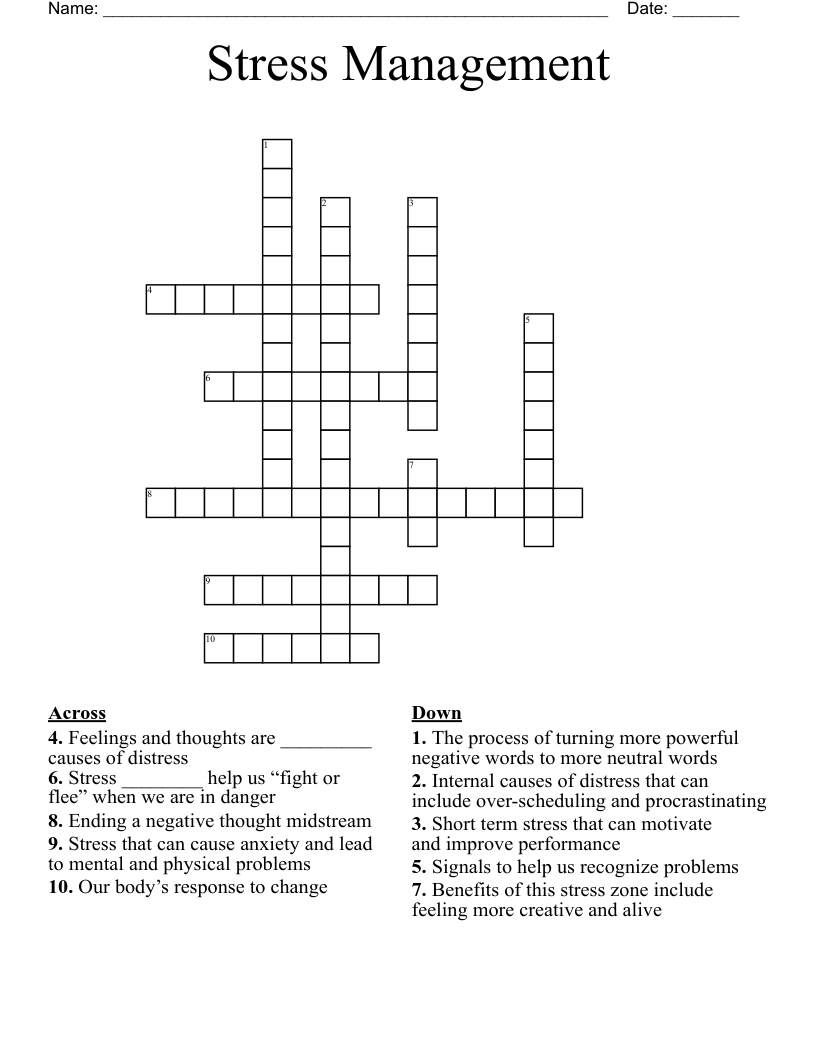 Stress Management Crossword