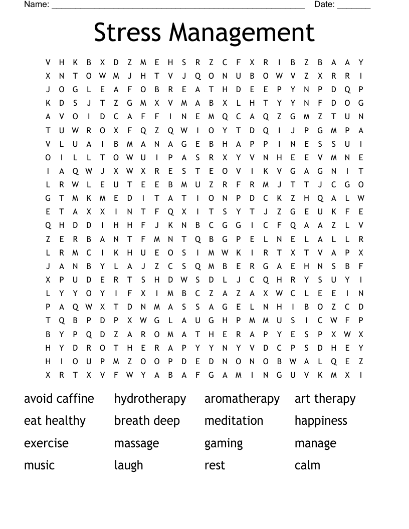 Stress Management Word Search