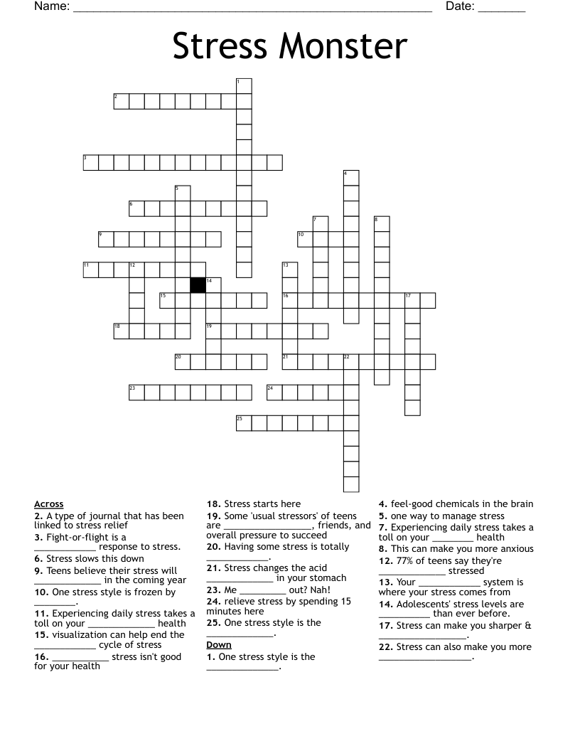 Stress Monster Crossword