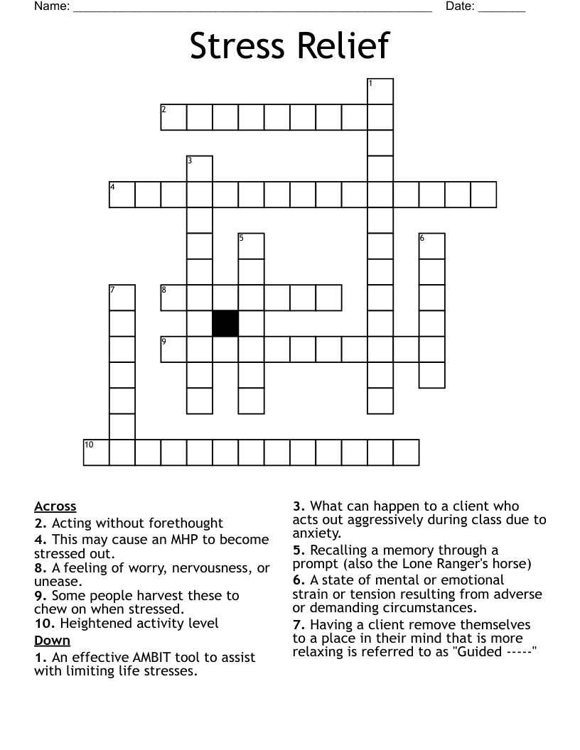 Stress Relief Crossword