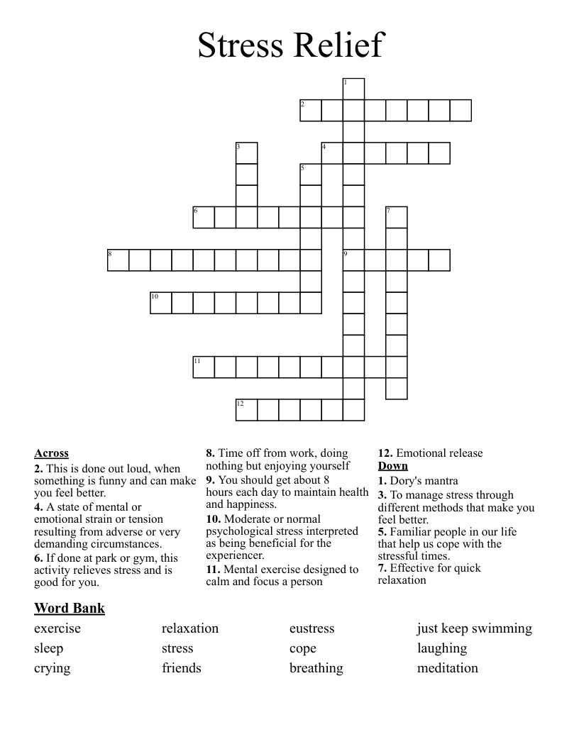 Stress Relief Crossword