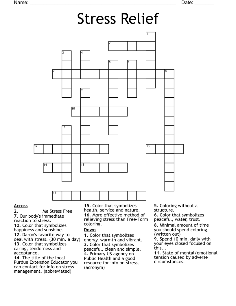 Stress Relief Crossword