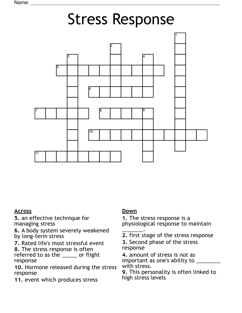 Stress Response Crossword