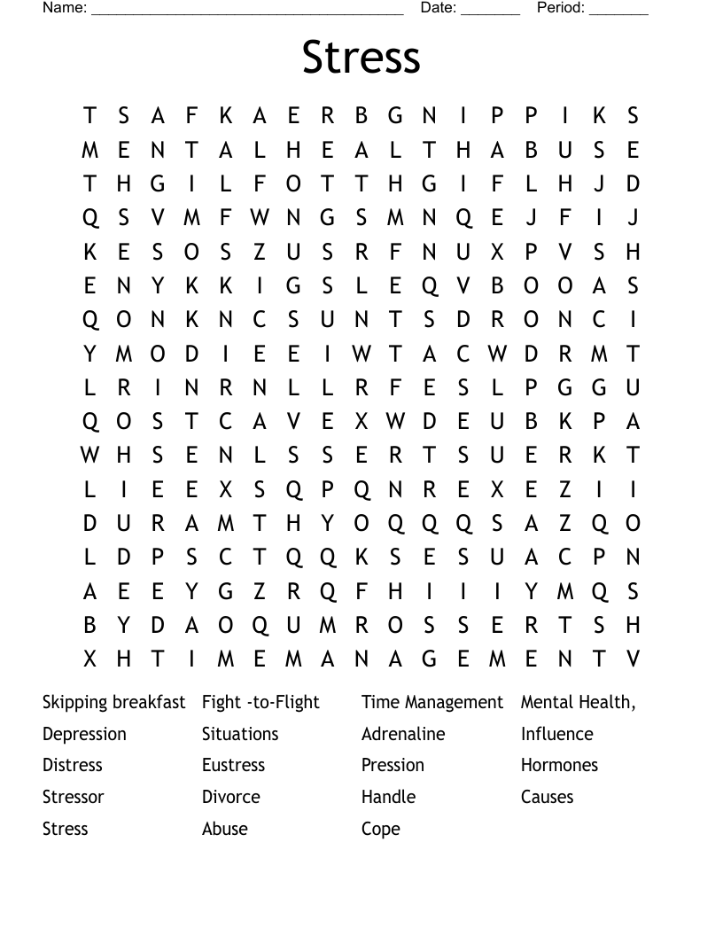 Stress  Word Search