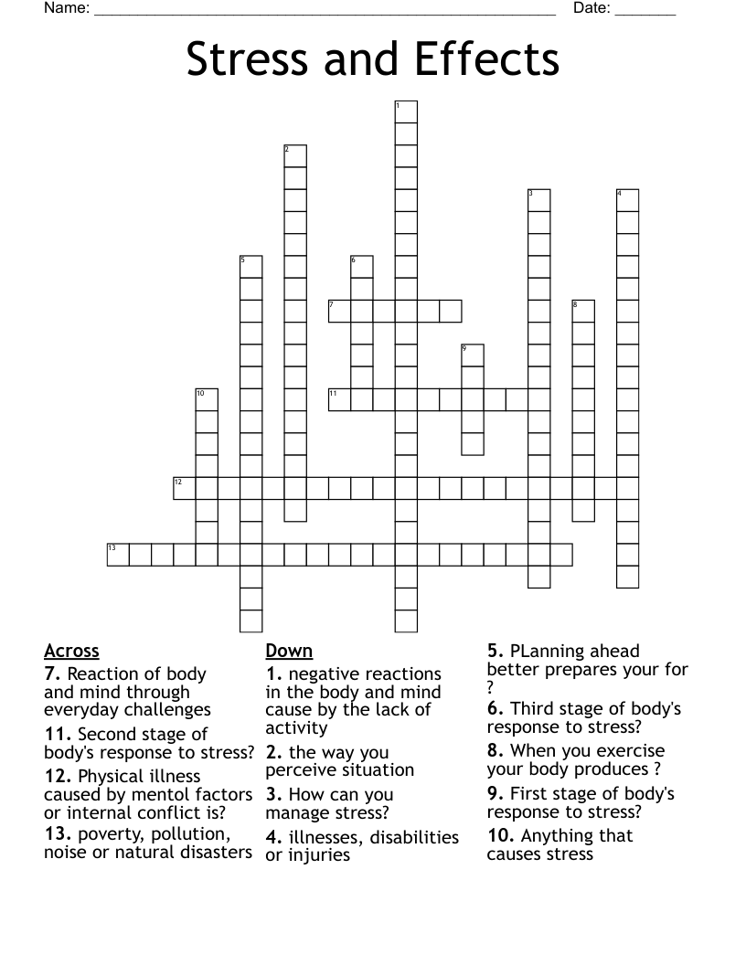 Stress and Effects Crossword