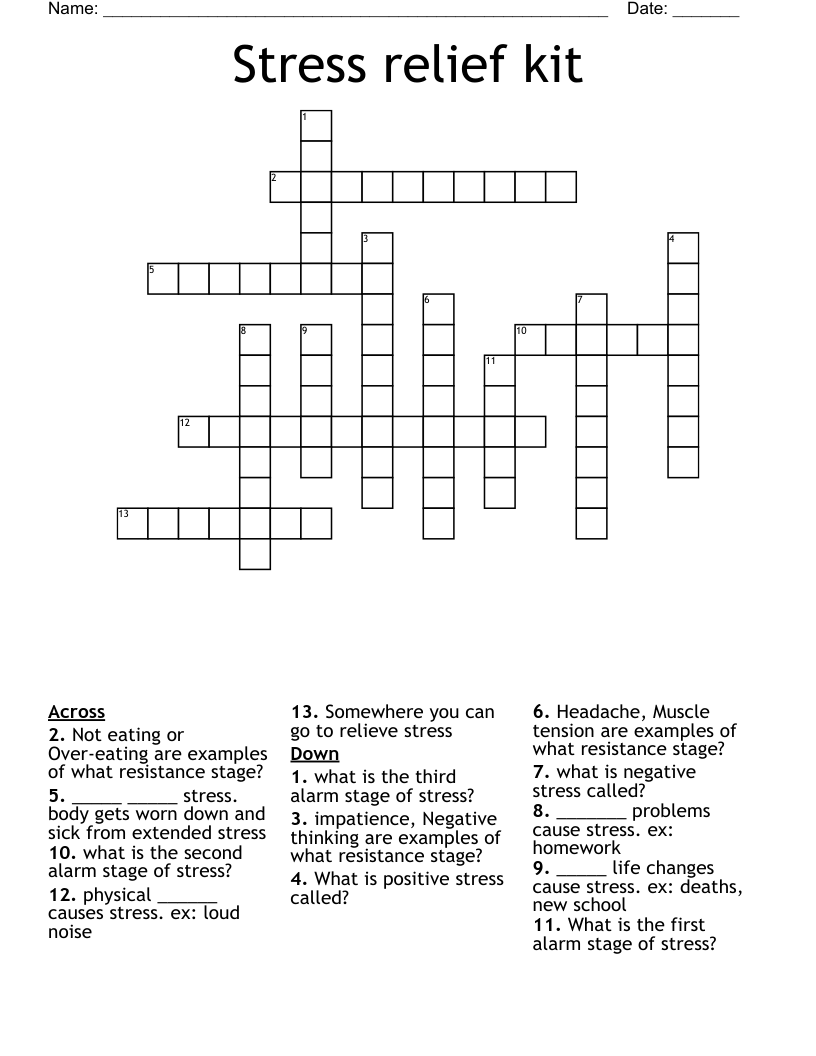 Stress relief kit Crossword