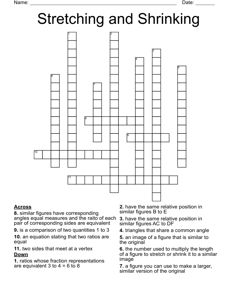 Stretching and Shrinking Crossword