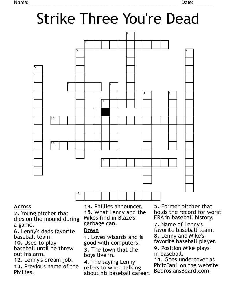 Strike Three You're Dead Crossword
