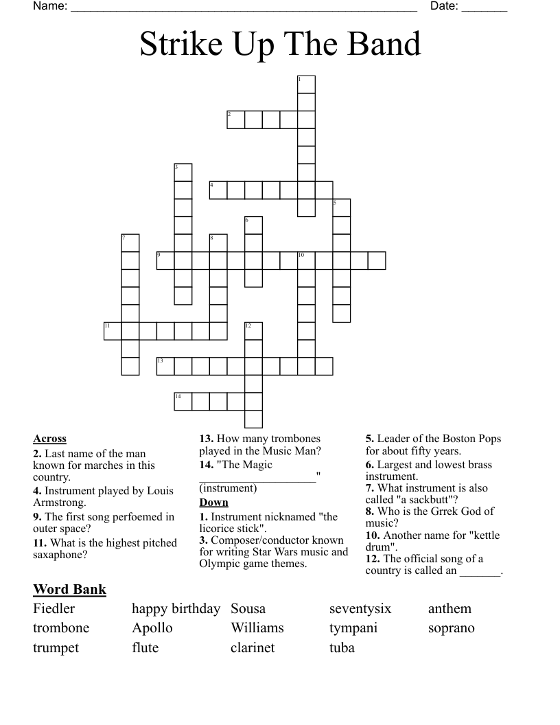 Strike Up The Band Crossword