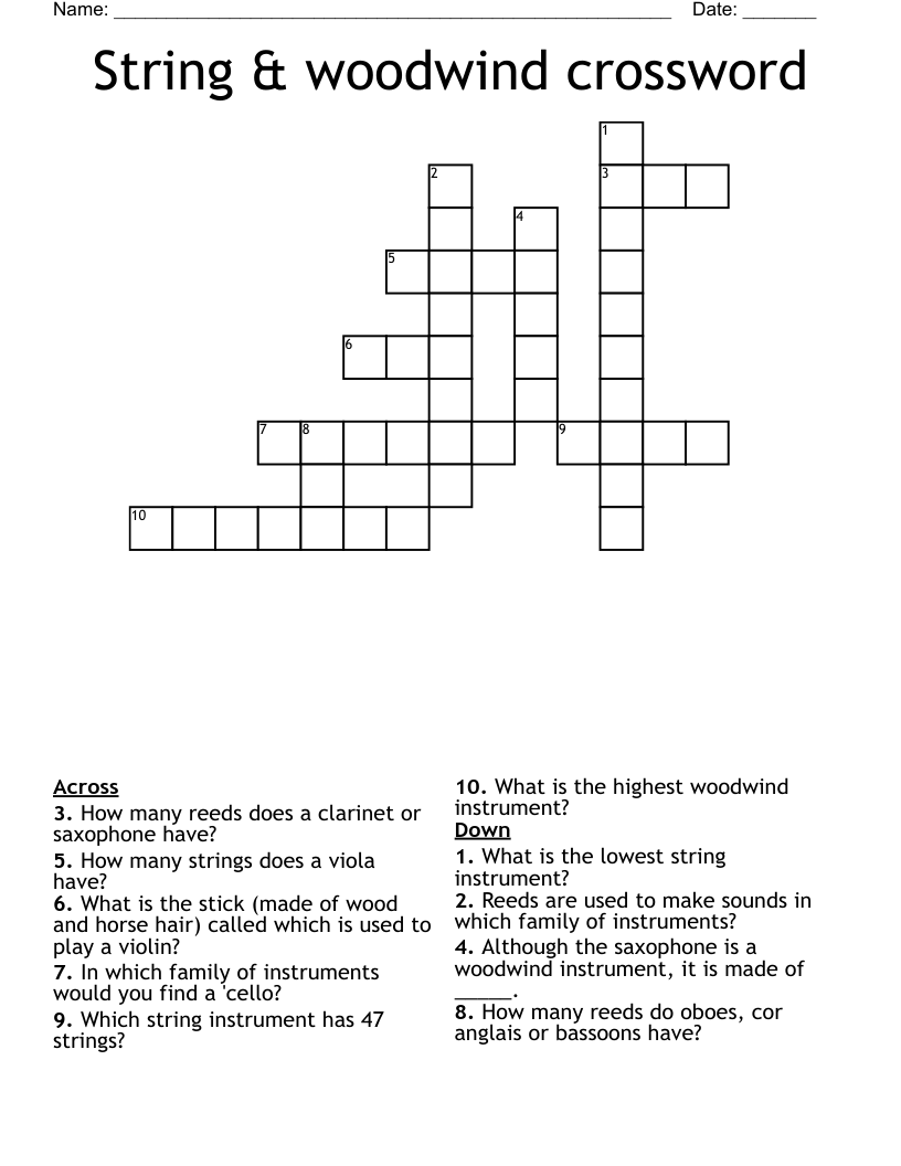 String & woodwind crossword