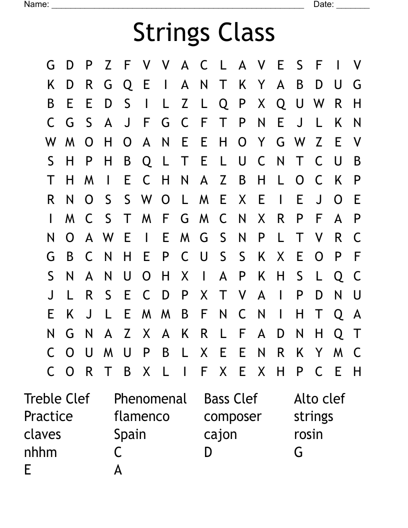 Strings Class Word Search
